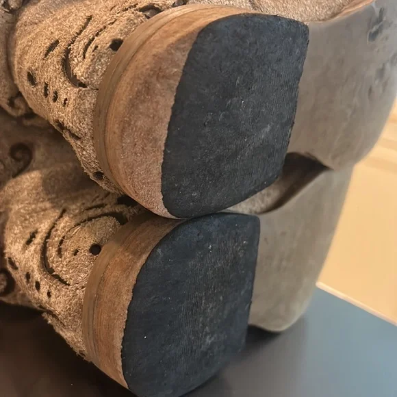 Little Girl Roper Belle Tan Cowboy Western Boots GUC sz 12 Leather Upper Balance - Picture 10 of 17